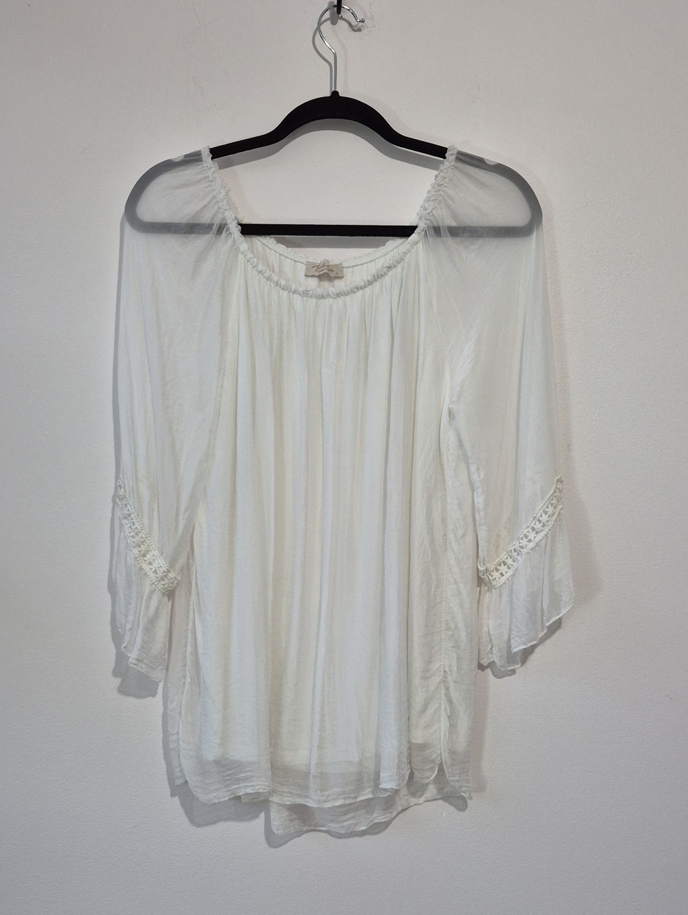 BELLAMBRA MADE IN ITALY SILK BLEND WHITE BLOUSE